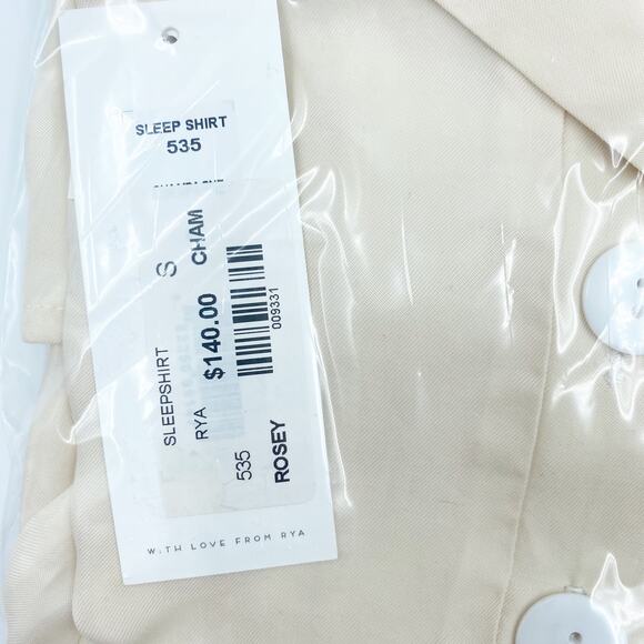 Rya Rosey Champagne Cream Ivory Lounge Sleep Shirt #535 Crochet Trim Small S - Picture 5 of 5